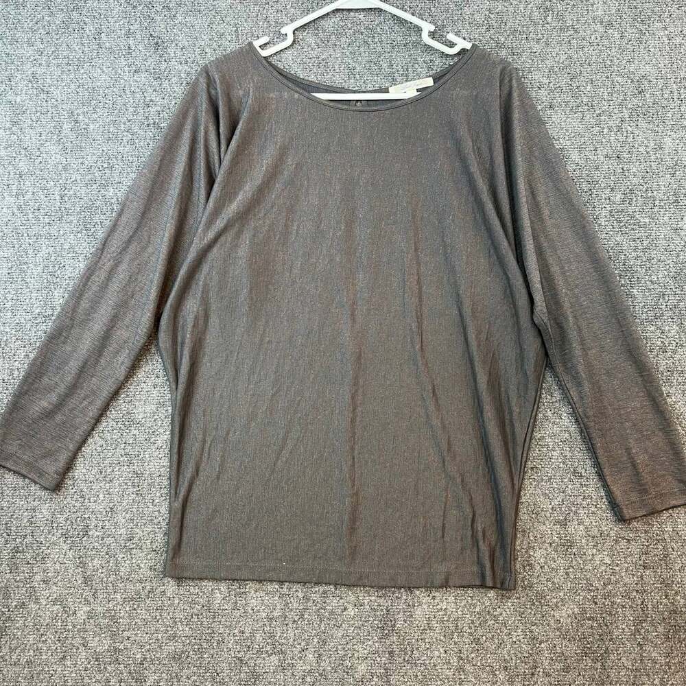 Laila Jayde Women's M Gray Long Sleeve Boat Neck Rayon Knit Top Made in USA